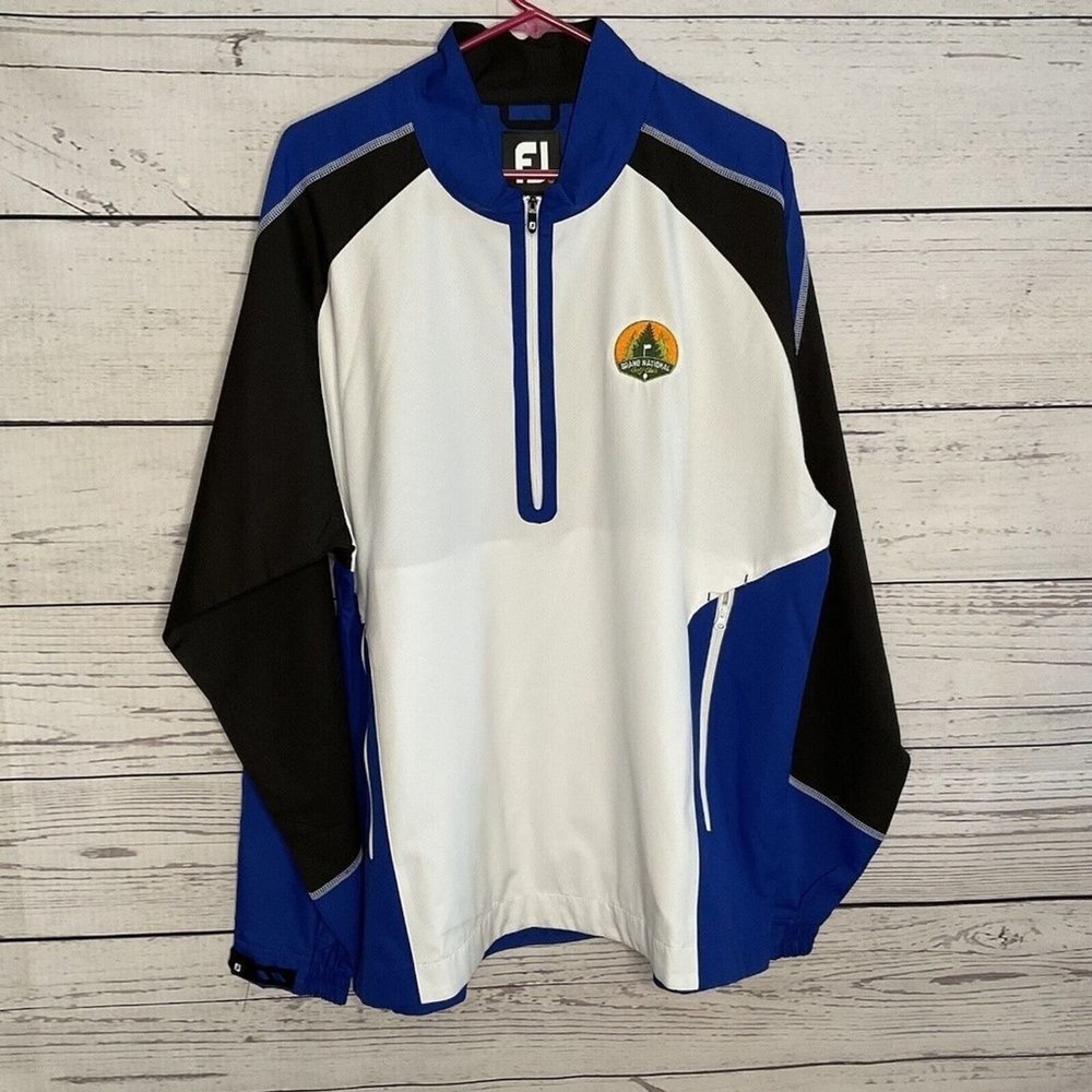 FootJoy FJ Blue/White Logo 1/2 Zip MockNeck Golf WindShirt Jacket Men L China